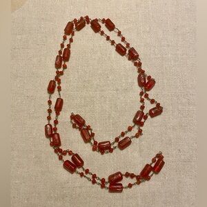 Handmade Red Glass Bead Necklace